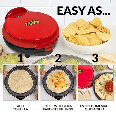 Taco Tuesday Deluxe 6-Wedge Electric Quesadilla Maker with Extra Stuffing Latch
