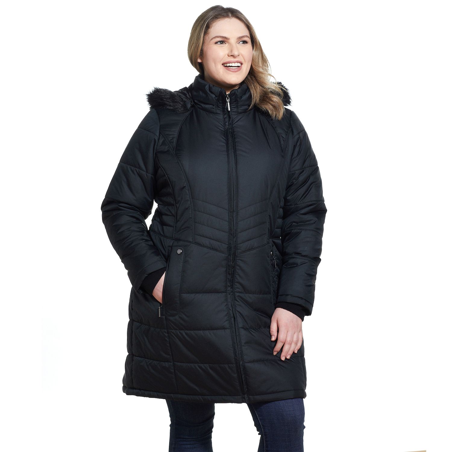 plus size black puffer coat