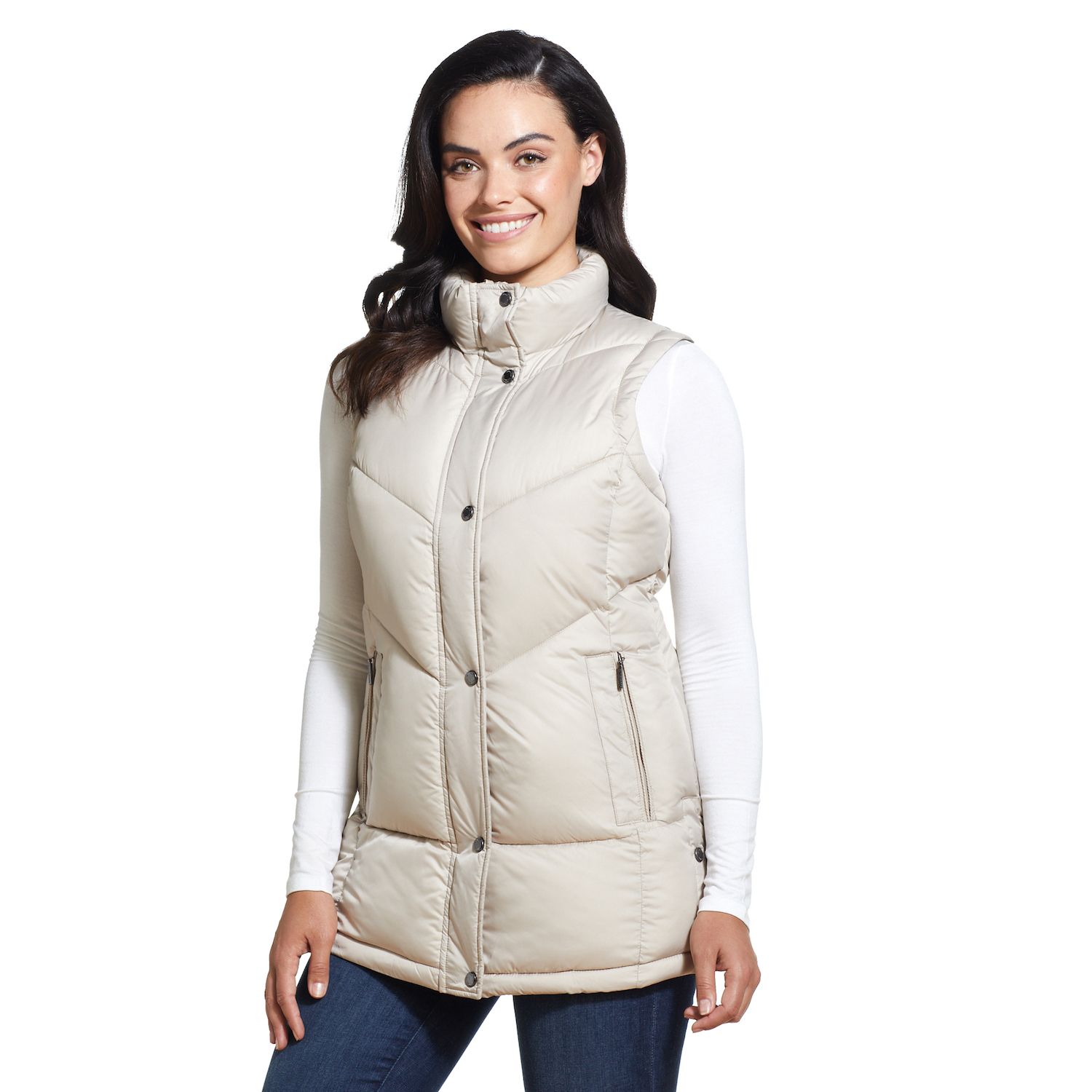 beige puffer vest womens