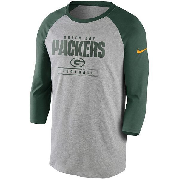 Green Bay Packers Gray & Green Youth Gridiron Raglan Long Sleeve T-Shirt