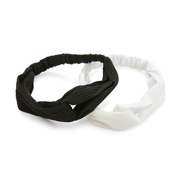 SO® 2-pc. Black & White Soft Headband Set