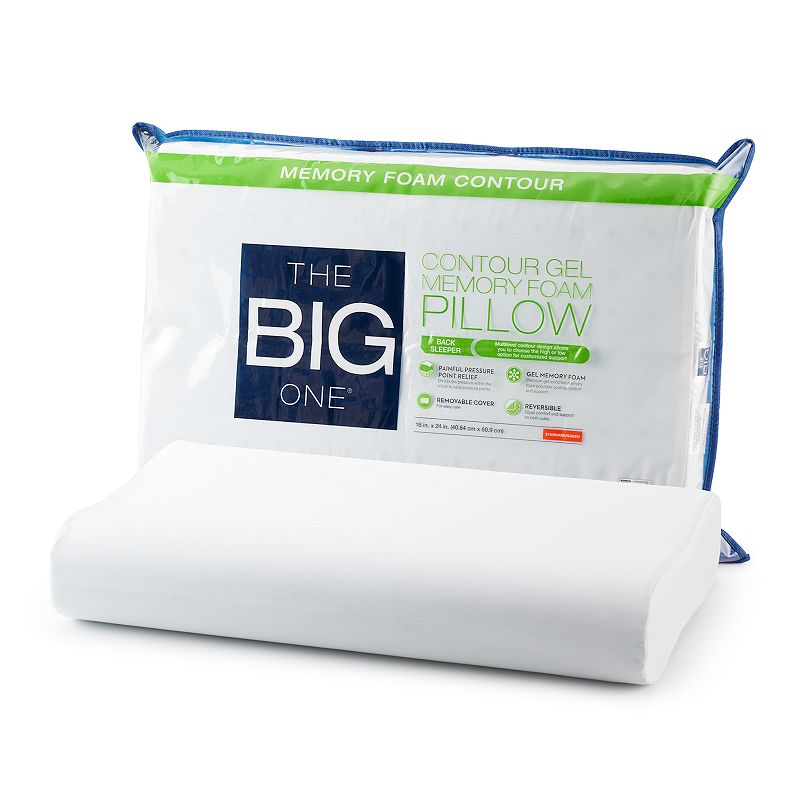The Big One Contour Gel Memory Foam Pillow, White, Standard