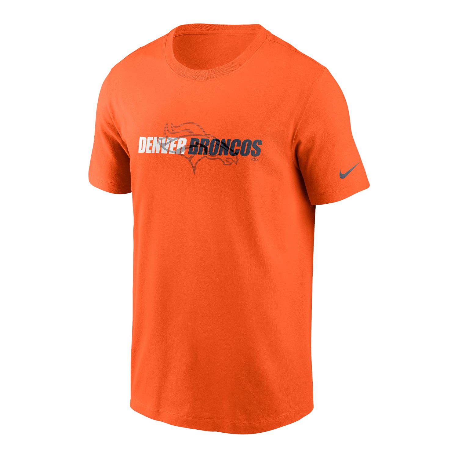 navy blue and orange nike shirt