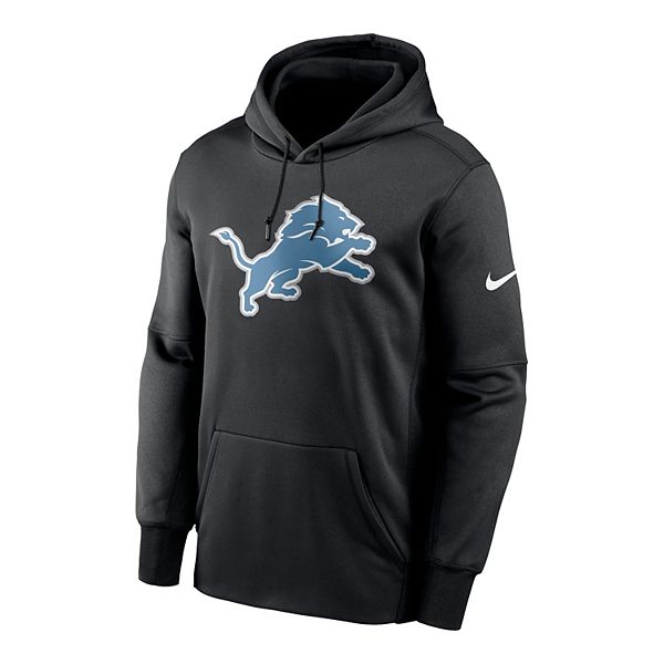 Men's Antigua Black Detroit Lions Victory Pullover Hoodie