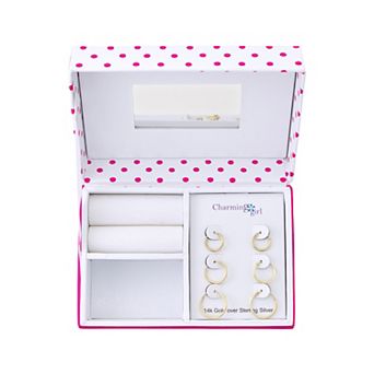 Charming Girl Kids' Gold Tone Sterling Silver Hoop Earring Set