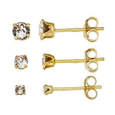 Charming Girl Kids' Sterling Silver Crystal Stud Earring Set
