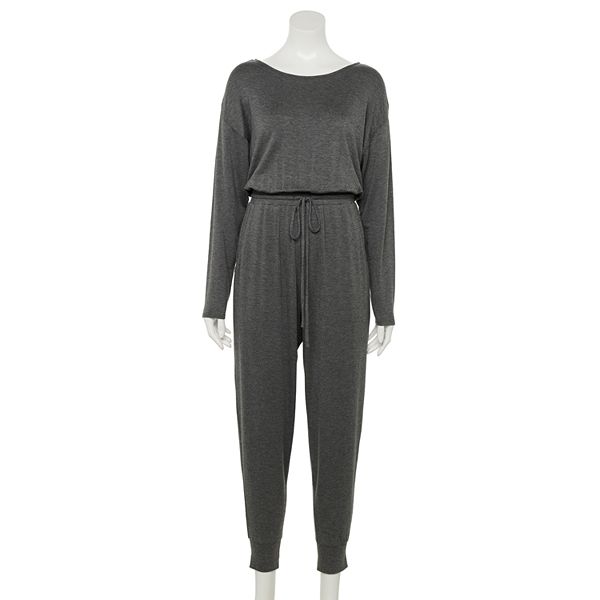 Juniors' Rewind Long-Sleeve French Terry Jumpsuit