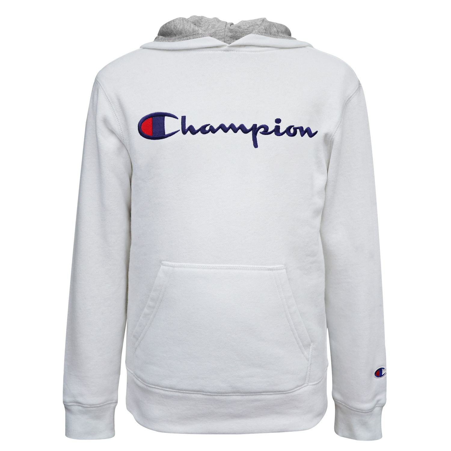 white and red champion hoodie