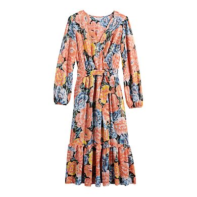 Women's LC Lauren Conrad Puff Sleeve Midi Wrap Dress