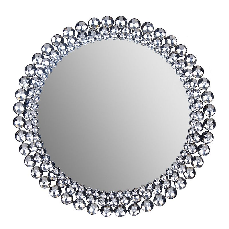 Gallery Solutions Round Silver Jeweled Wall Mirror  24