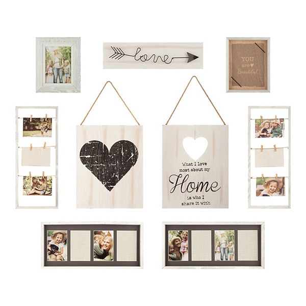 Pinnacle Frames and Accents 9piece Rustic White Wall Gallery Frame Kit