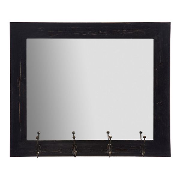 Pinnacle Frames and Accents Rustic 4Hook Entryway Wall Mirror