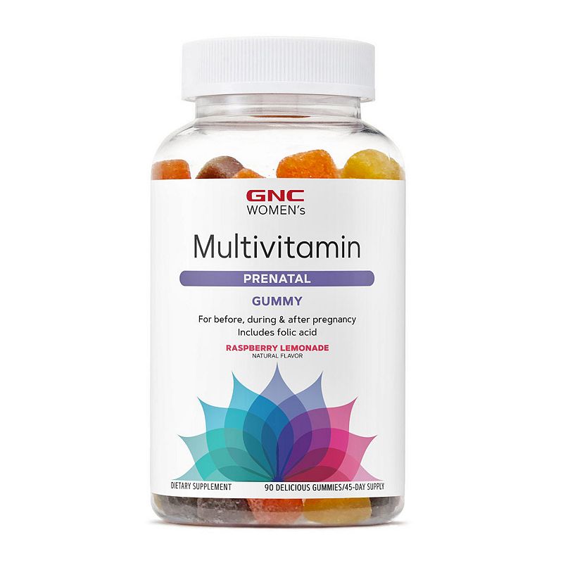 GNC Women s Prenatal Multivitamin Gummies Folic Acid + Omega 3 90 Count Raspberry Lemonade