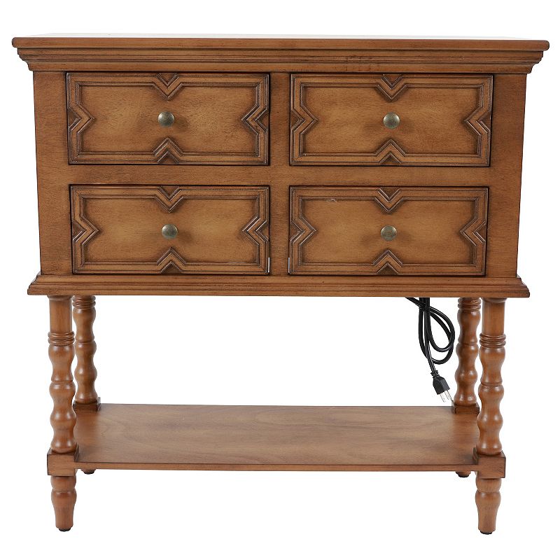 Decor Therapy Mona Four-Drawer Console Table, Brown