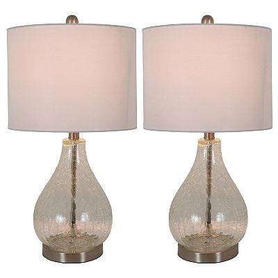 22.5 Set of 2 Crackled Teardrop Table Lamp Clear Decor Therapy