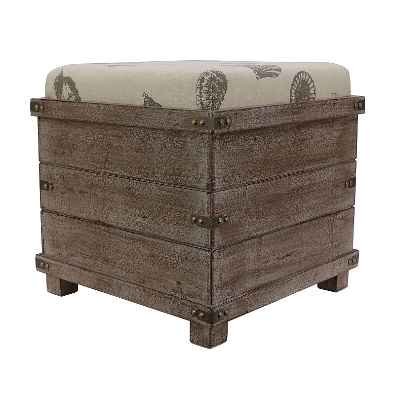Decor Therapy Hadley Weathered Storage Ottoman, Brown