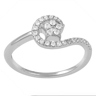 Royal Aura Sterling Silver 1/4 Carat T.W. Diamond Star Swirl Ring