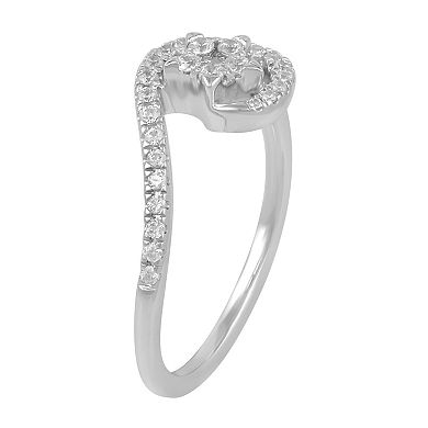 Royal Aura Sterling Silver 1/4 Carat T.W. Diamond Star Swirl Ring