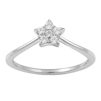 Royal Aura Sterling Silver 1/5 Carat T.W. Diamond Star Ring