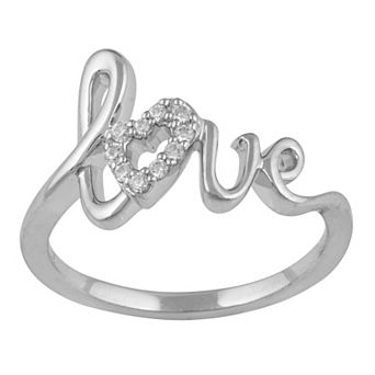 Royal Aura Sterling Silver 1/10 Carat T.W. Diamond "Love" Ring