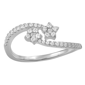 Royal Aura Sterling Silver 1/3 Carat T.W. Diamond Star Bypass Ring