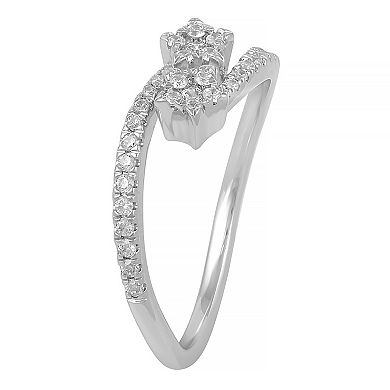 Royal Aura Sterling Silver 1/3 Carat T.W. Diamond Star Bypass Ring