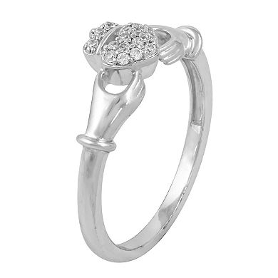 Sterling Silver 1/10 Carat T.W. Diamond Claddagh Ring