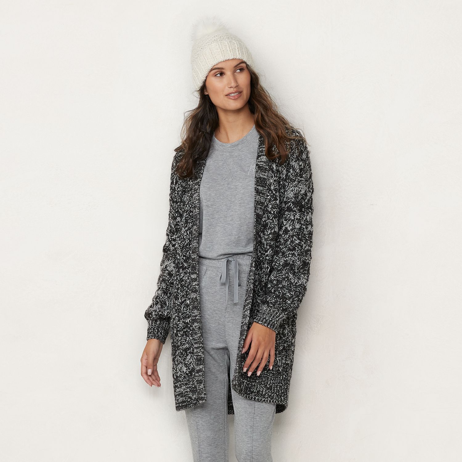 black knitted long cardigan