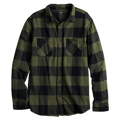 Long Sleeve Flannel Shirt Blue And Brown Plaid - Deux par Deux