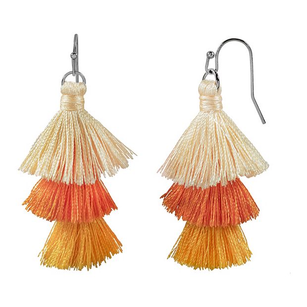 LC Lauren Conrad Orange Ombre Nickel Free Tassel Earrings