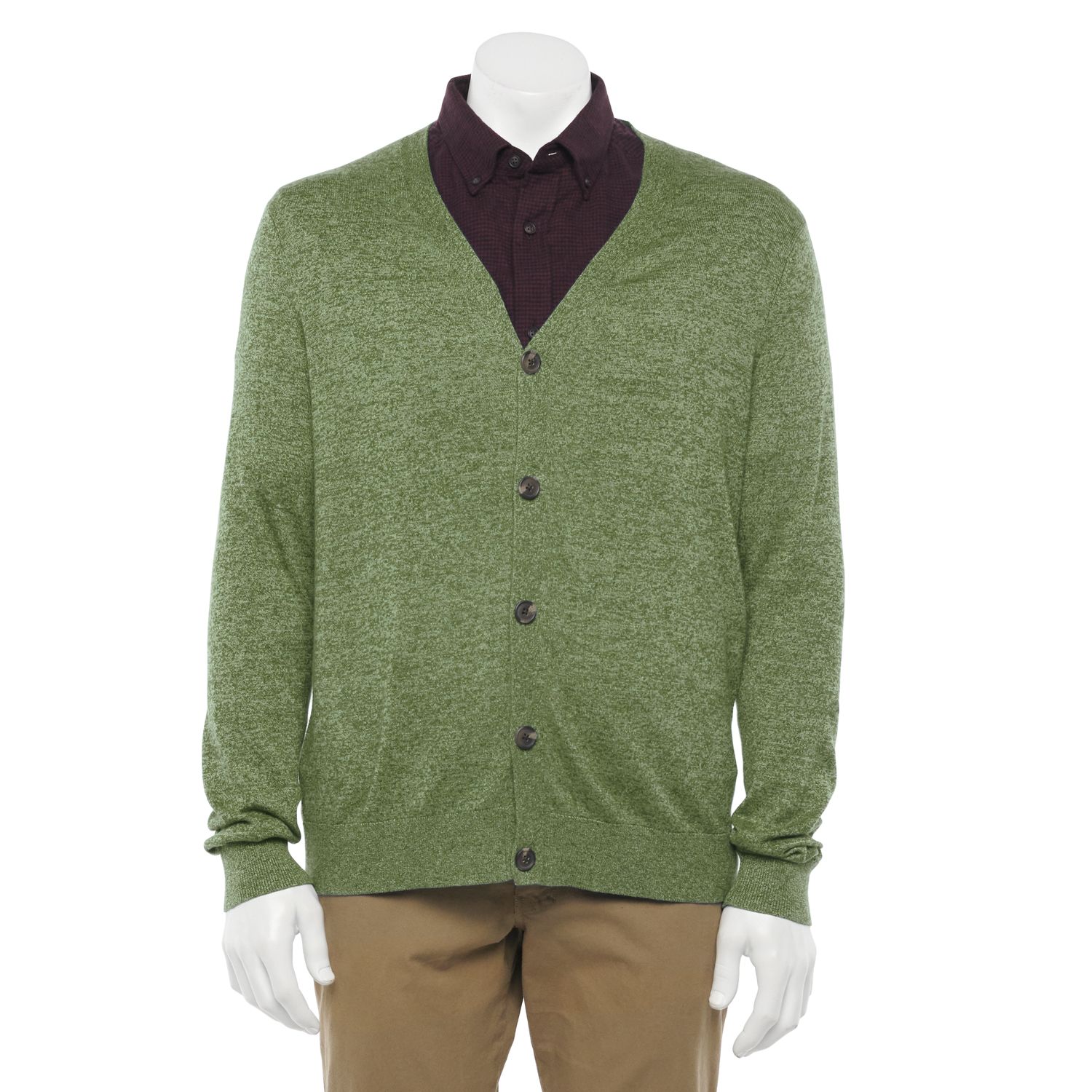 mens green cardigan sweater
