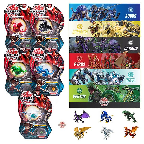 Bakugan Battle Brawlers Lot of 5 Toys One of each Attribute. One of each  main color.