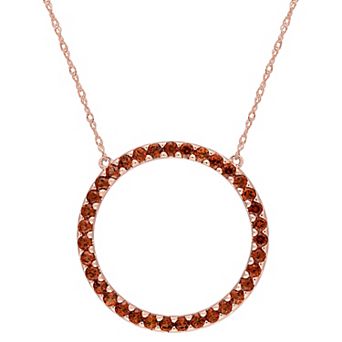 Stella Grace 10k Rose Gold Garnet Circle Necklace