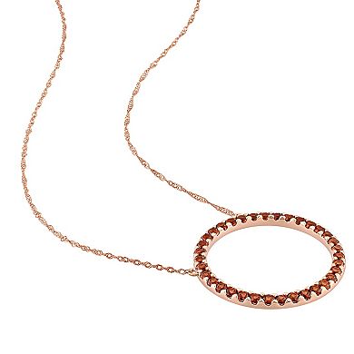 Stella Grace 10k Rose Gold Garnet Circle Necklace