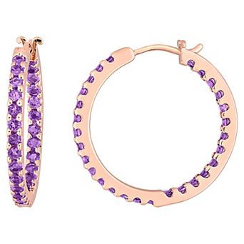 Stella Grace 10k Rose Gold Amethyst Hoop Earrings