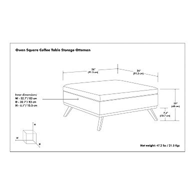 Simpli Home Owen Square Coffee Table Storage Ottoman