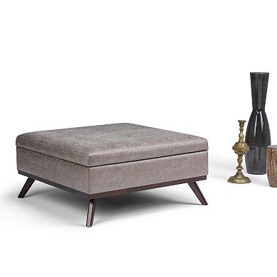Simpli Home Owen Square Coffee Table Storage Ottoman