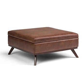 Simpli Home Owen Square Coffee Table Storage Ottoman