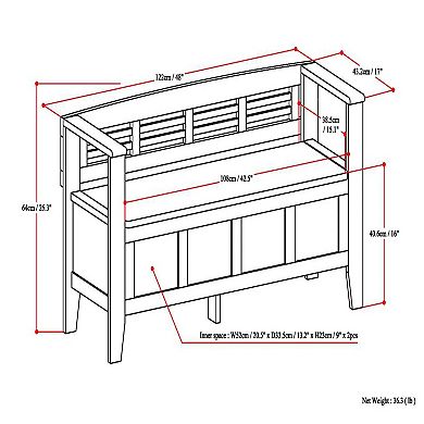 Simpli Home Adams Entryway Hidden Storage Bench