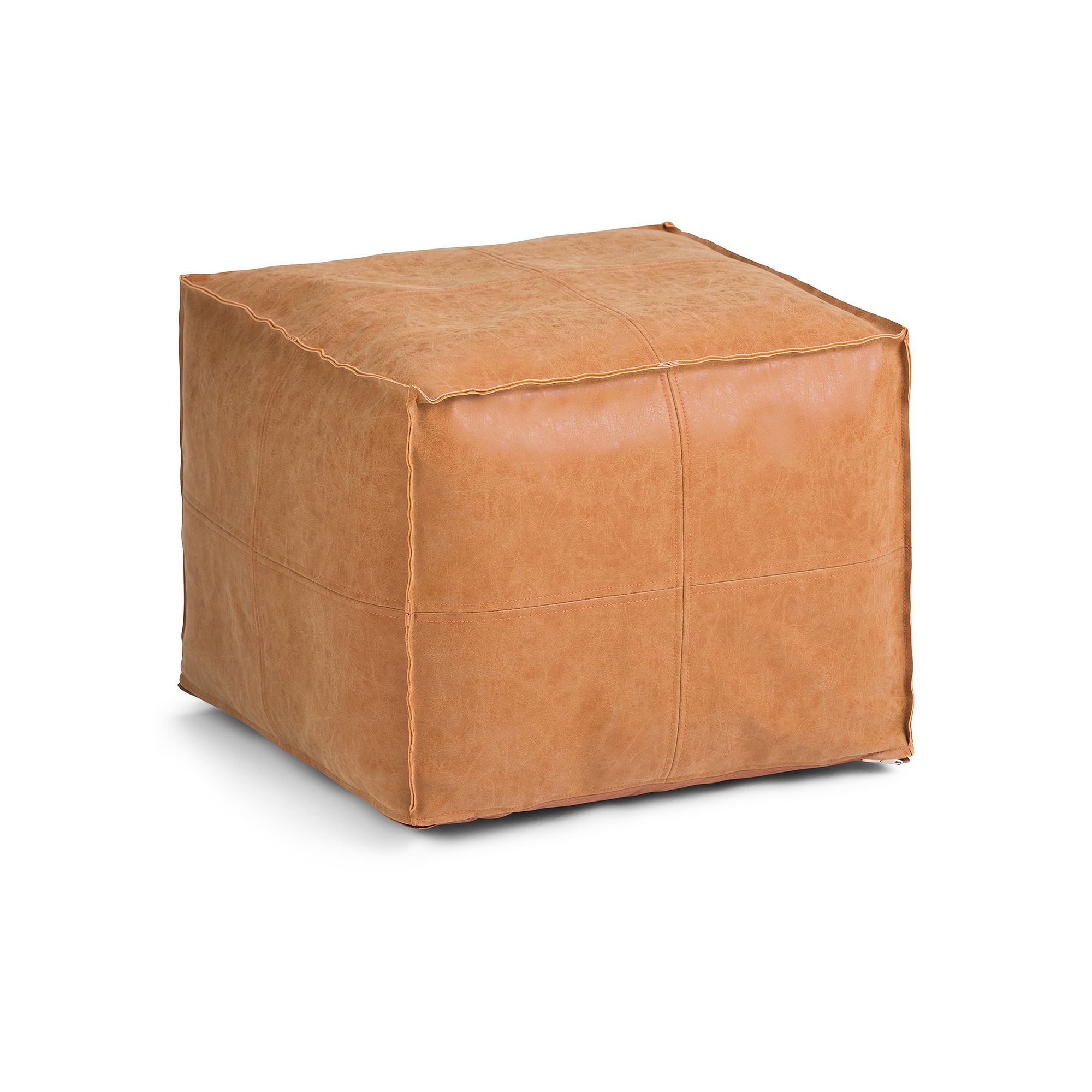 Simpli Home Brody Square Pouf, Brown