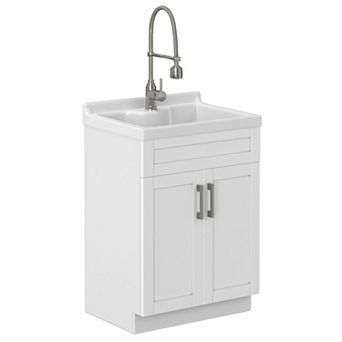 Simpli Home Hennessy All-in-One 20 in Utility Sink & Cabinet