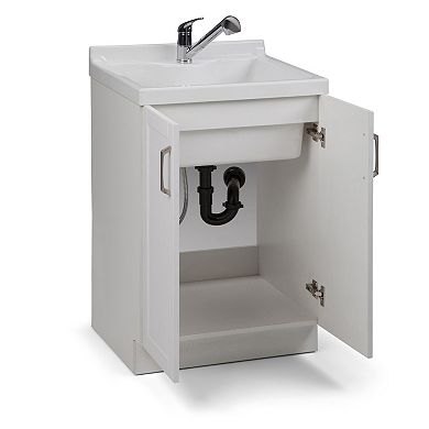 Simpli Home Kyle All-In-One 24-in. Laundry Utility Sink and Cabinet
