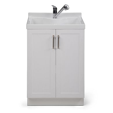 Simpli Home Kyle All-In-One 24-in. Laundry Utility Sink and Cabinet