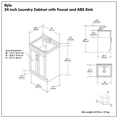 Simpli Home Kyle All-In-One 24-in. Laundry Utility Sink and Cabinet