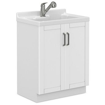 Simpli Home Kyle All-In-One 24 in Laundry Utility Sink & Cabinet