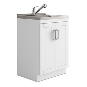 Simpli Home Kyle All-In-One 24 in Laundry Utility Sink & Cabinet