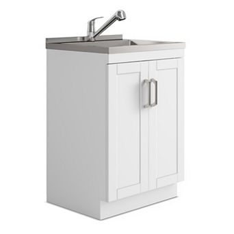 Simpli Home Kyle All-In-One 24 in Laundry Utility Sink & Cabinet