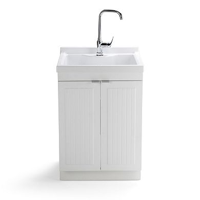 Simpli Home Murphy All-In-One 24-in. Laundry Sink and Cabinet
