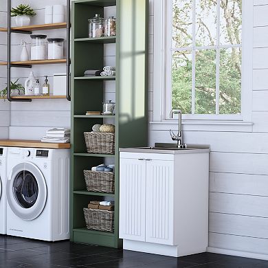 Simpli Home Murphy All-In-One 24-in. Laundry Sink and Cabinet