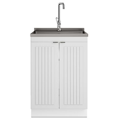 Simpli Home Murphy All-In-One 24-in. Laundry Sink and Cabinet